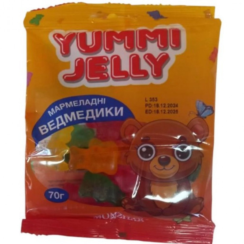 Цукерки Мармеладні Ведмедики Yummi Jelly 70г*40 