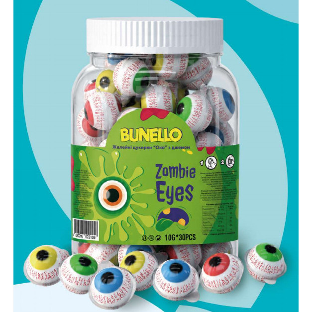 Желейні цукерки ОКО з джемом Zombie Eyes Bunello 10г*30шт