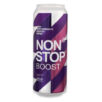 Вода -напій енергетичний "Non Stop BOOST" 0,5л ж/б (1/24)