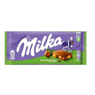 Шоколад Milka 95г Whole Hazelnut з цілим лісовим горіхом (1/14)