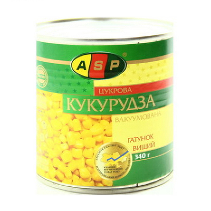 Кукурудза цукрова 340г ж/б &quot;ASP&quot; (1/12)