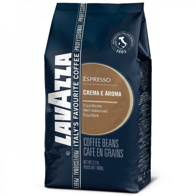 Кава &quot;Lavazza&quot; зерно Crema e Aroma 1кг СИНЯ (80% арабіка, 20% робуста) (1/6)