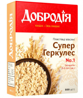 Пластівці вівсяні №1 Супергеркулес &quot;Добродія&quot; 700г (1/10)