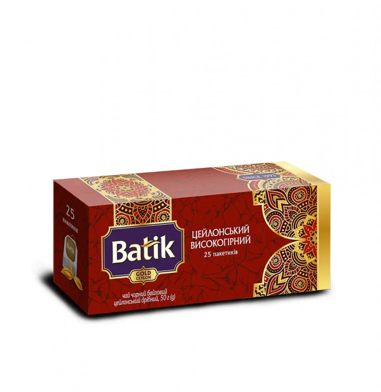 Чай &quot;Batik&quot; 25ф/п*2г Gold Цейлонський Високогірний чорний з/я (1/36)