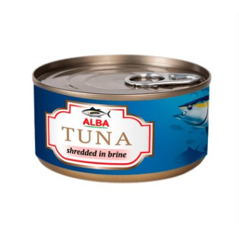 Тунець шматочками у власному соку "ALBA Food" ж/б 185г ключ (1/48)