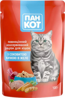 Корм вологий для котів "Пан Кот" з качкою в желе 100г м/у (1/24)