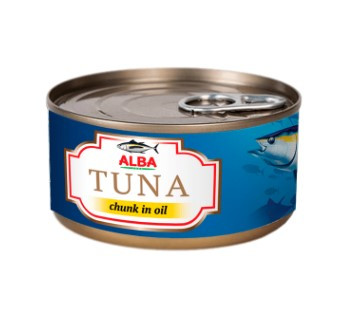Тунець шматочками в олії "ALBA Food" ж/б 185г ключ (1/48)