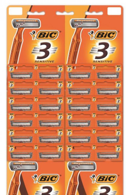 Станок для гоління BIC-3 Sensitive 1шт помаранчеві (карта) (1/24)