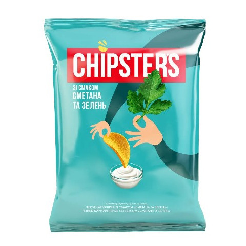 Чипси натуральні 60г "Chipster's" Сметана та цибуля (1/28)