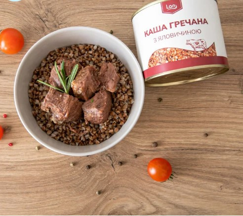 Каша гречана з яловичиною Lan 525г ж/б (1/6)