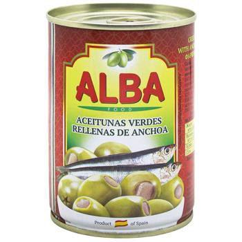 Оливки з анчоусом 280г ALBA Food ж/б (1/12)