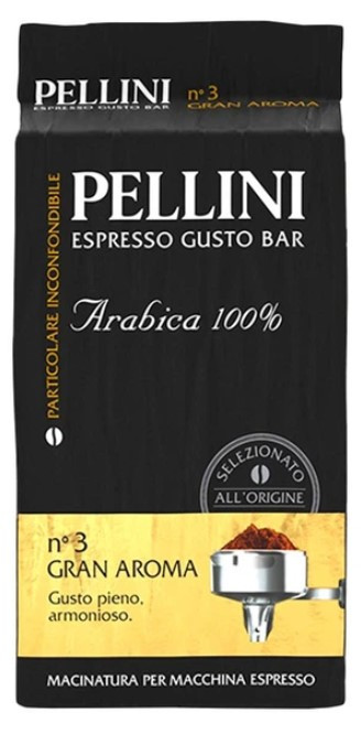 Кава Pellini мелена Gustobar Gran Aroma 100% арабіка 2пачки*250г вакуум (1*2/10)