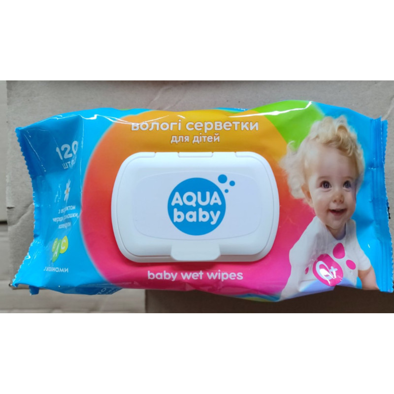 В.серветки 120шт з КЛАПАНОМ Aqua Baby з ромашкою ВЕЛИКА УПАКОВКА (1/9)