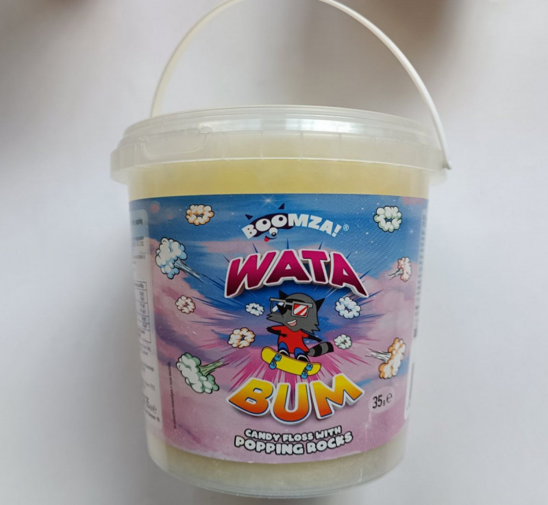 Вата цукрова 35г Wata BUM з вибуховою карамеллю &quot;BOOMZA&quot; відро (1/8)