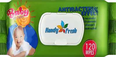 В.серветки 120шт з КЛАПАНОМ &quot;Handy Fresh Baby&quot; Яблуко ВЕЛИКА УПАКОВКА (1/12)