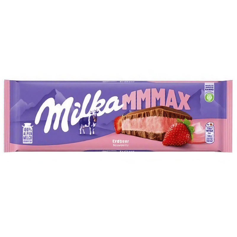 Шоколад Milka 300г Strawberry з полуничною начинкою (1/13)