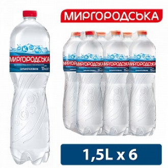 Вода 1,5л мінеральна сильногазована &quot;Миргородська&quot; (1/6)