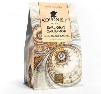 Чай &quot;Kolonist&quot; 100г Чорний з Зеленим Earl Grey Cardamon м/у (1/24) БІЛА СЕРІЯ