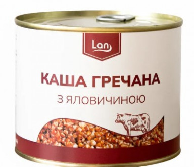 Каша гречана з яловичиною Lan 525г ж/б (1/6)