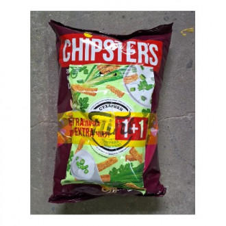 Чипси 150г &quot;Chipster's&quot; Техаський стейк + Сухарики пшен.-житні 60г &quot;Flint&quot; (1/14)