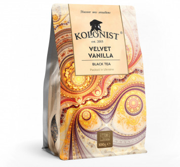 Чай &quot;Kolonist&quot; 100г Чорний Velvet Vanilla (Оксамитова ваніль) м/у (1/24) БІЛА СЕРІЯ