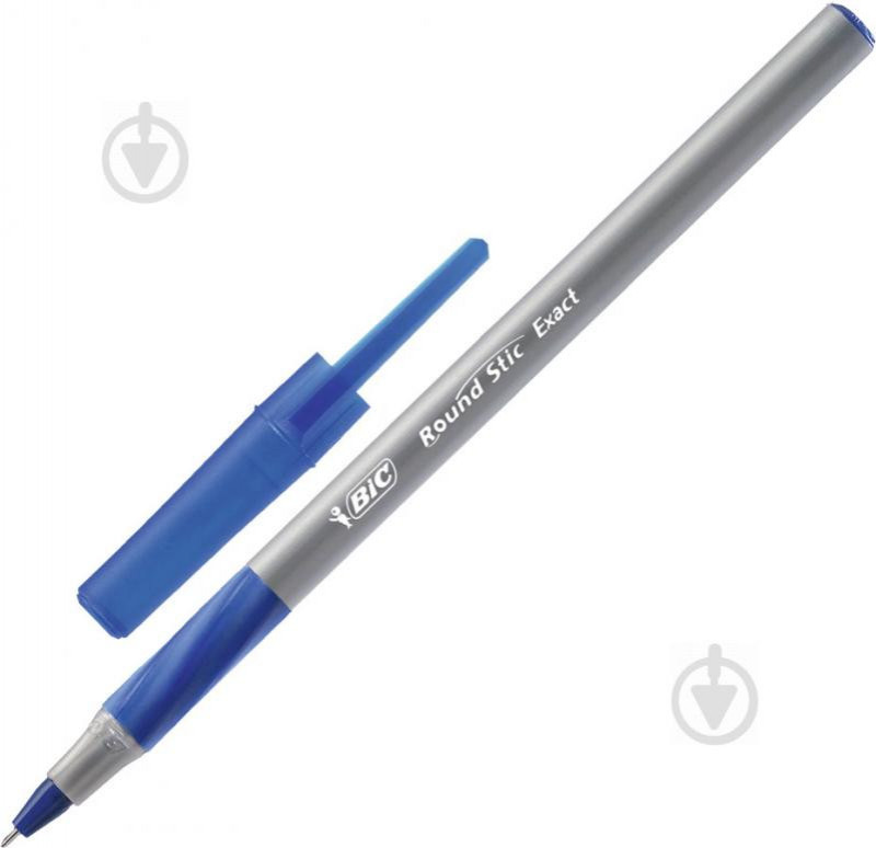 Ручка кулькова BIC Round Stic Exact СІРА (синя) (1/20) 20шт!