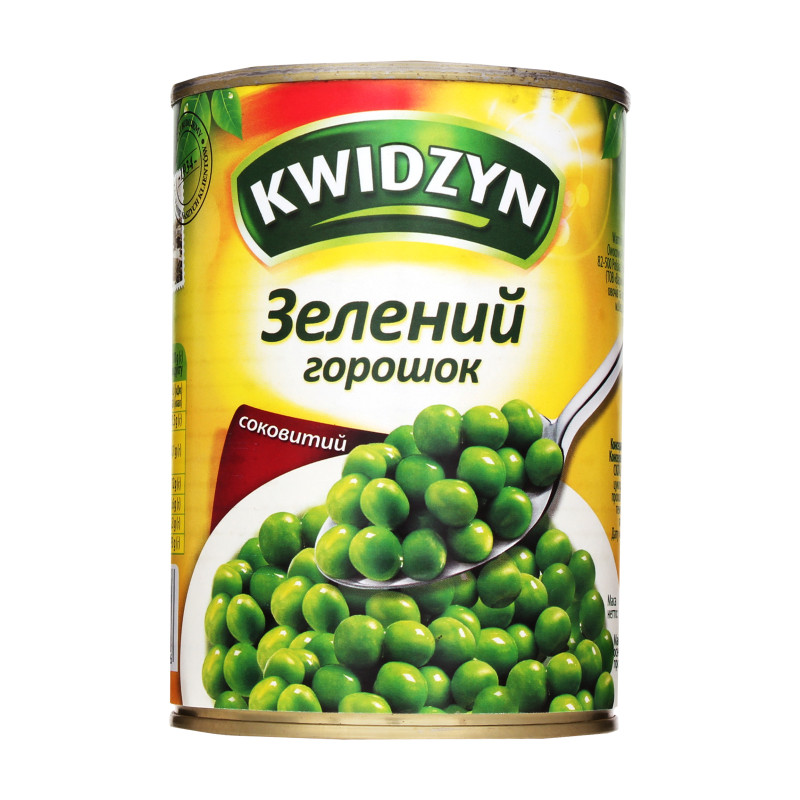 Горошок зелений консервований 400г ж/б &quot;KWIDZYN&quot; Польща (1/10)