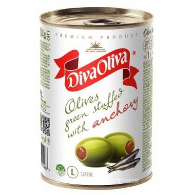 Оливки з анчоусом 300г DIVA OLIVA (1/12)